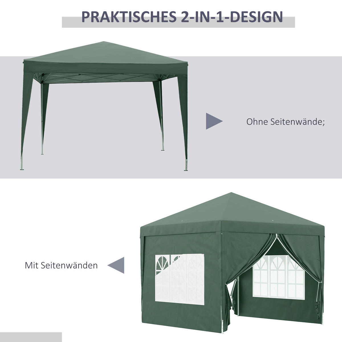 Outsunny Pavillon grün Polyester B/H/L: ca. 2,95x2,58x2,95 cm Pavillon - grün (2,95/2,95/2,58cm) - Outsunny