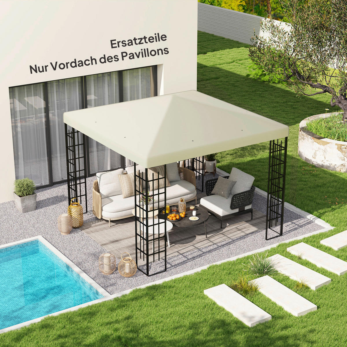 Outsunny Pavillondach cremeweiß Polyester B/H/L: ca. 298x1x298 cm Pavillondach - cremeweiß (298,00/298,00/1,00cm) - Outsunny