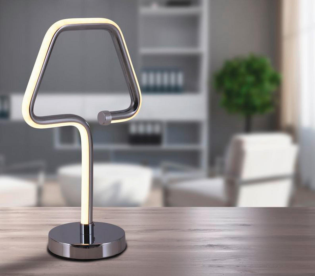 Näve Leuchten LED Tischleuchte NV3151842 Chrom Aluminium B/H/T: ca. 18x30x10 cm null 100 Brennstellen Loop Line - Chrom (18,00/30,00/10,00cm) - Näve Leuchten
