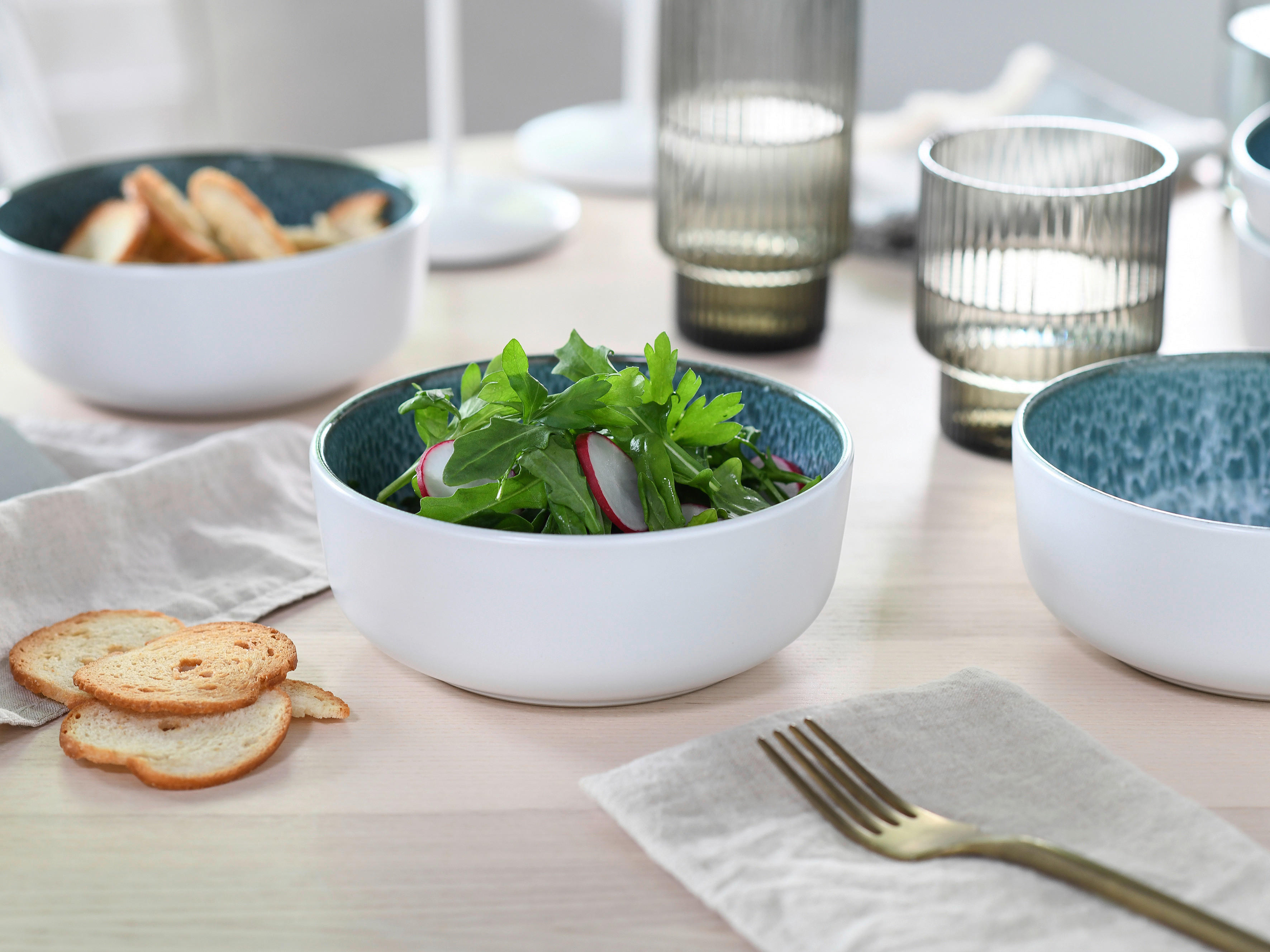 Thumbnail - CreaTable Kombiservice Nordic Fjord eisblau Steinzeug 16 tlg.