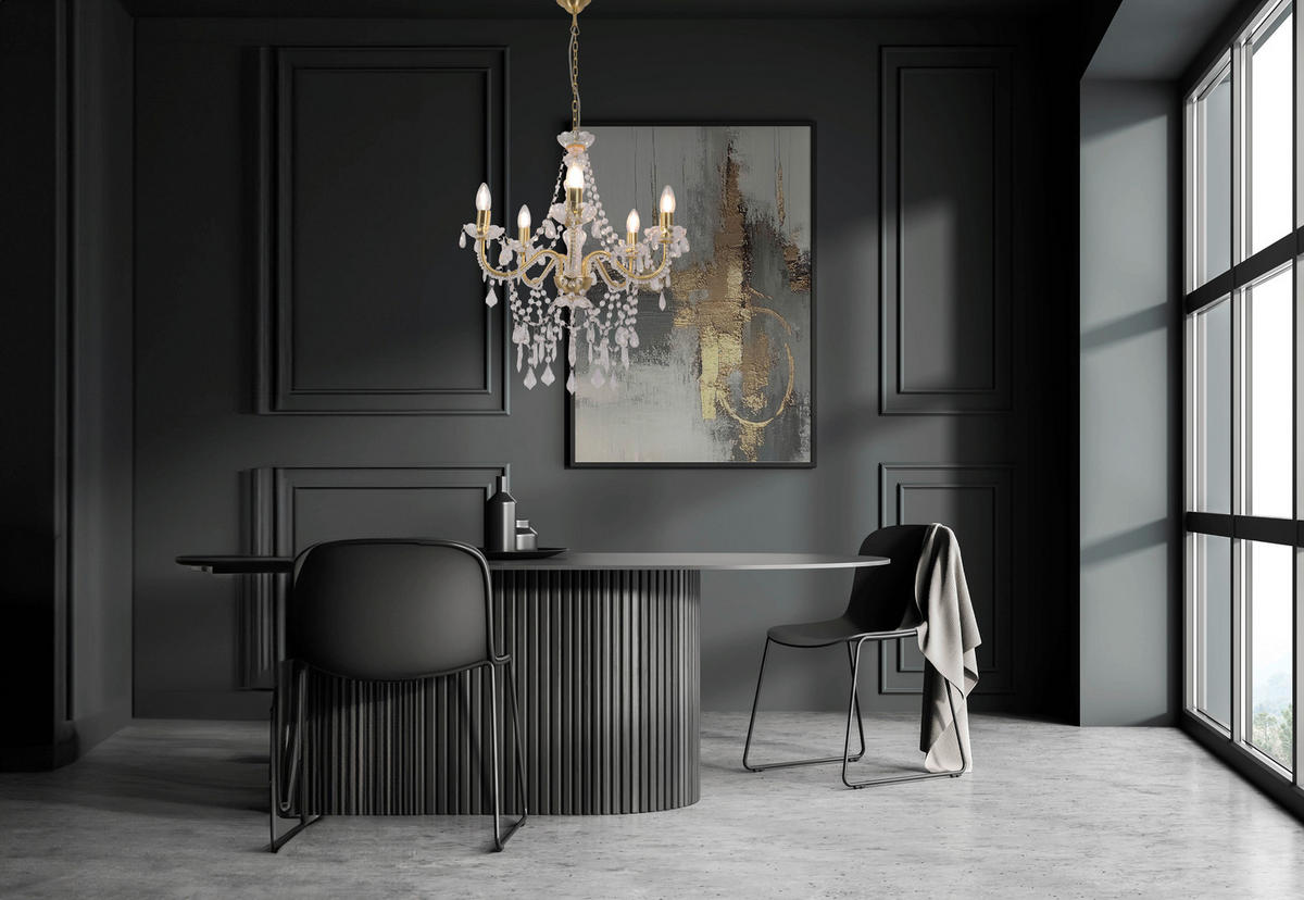 Näve Leuchten Pendelleuchte gold Metall Kunststoff B/H/T: ca. 52x85x52 cm E14 5 Brennstellen Cecilia - gold (52,00/85,00/52,00cm) - Näve Leuchten