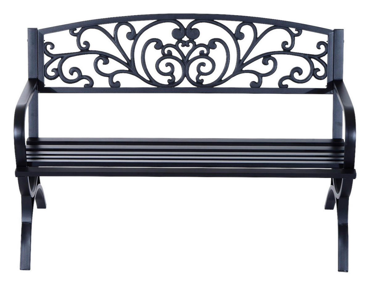 Outsunny Sitzbank schwarz Metall B/H/L: ca. 60x85x127 cm Sitzbank - schwarz (127,00/60,00/85,00cm) - Outsunny