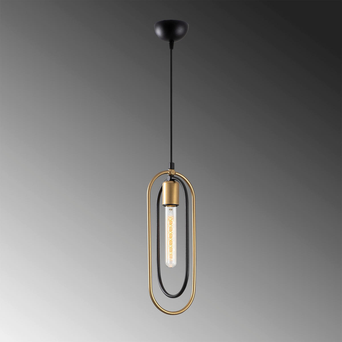 Opviq Pendelleuchte schwarz gold Metall B/H/L: ca. 14x132x32 cm E27 1 Brennstellen Cerco - gold/schwarz (32,00/14,00/132,00cm) - Opviq