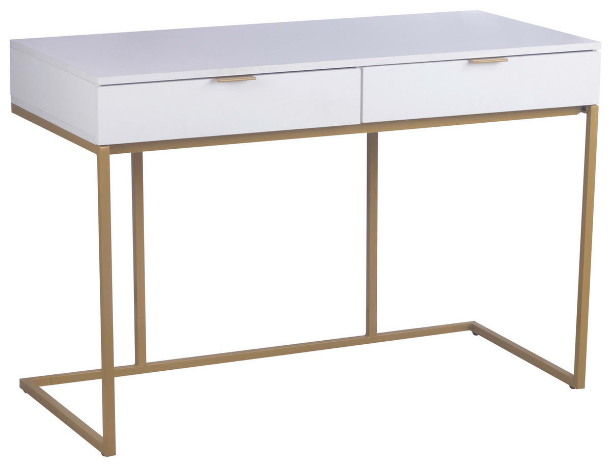 Schreibtisch Poco Line weiß gold Optik B/H/T: ca. 112x76x52 cm Poco Line - gold/weiß (112,00/76,00/52,00cm)
