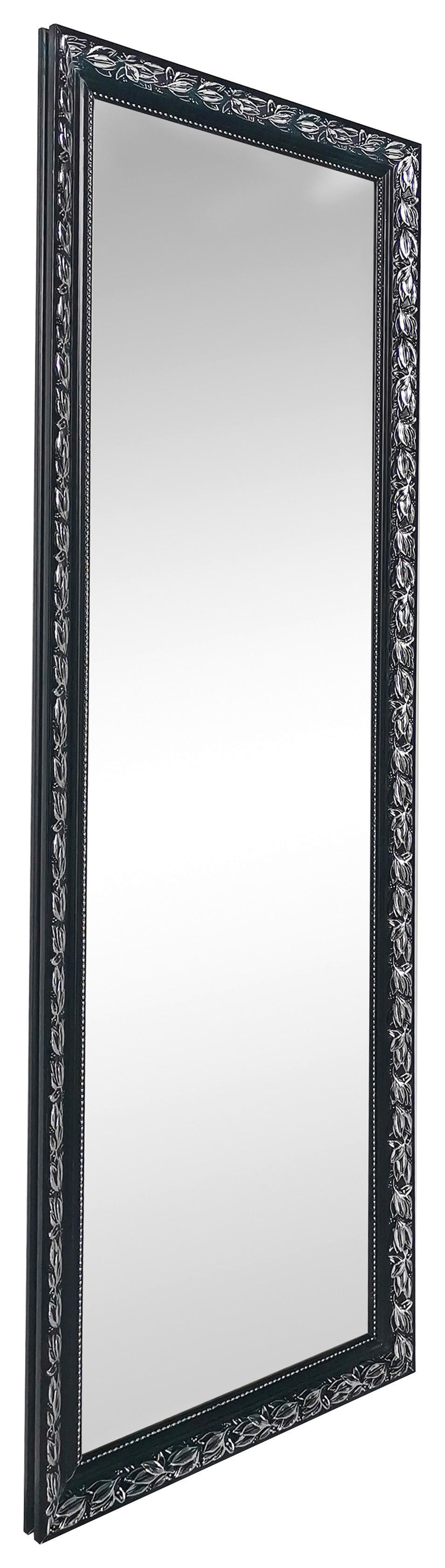 Mirrors&More Rahmenspiegel TANJA schwarz silber Optik B/H/T: ca. 50x150x3,5 cm TANJA - schwarz/silber (50,00/150,00/3,50cm) - Mirrors&More