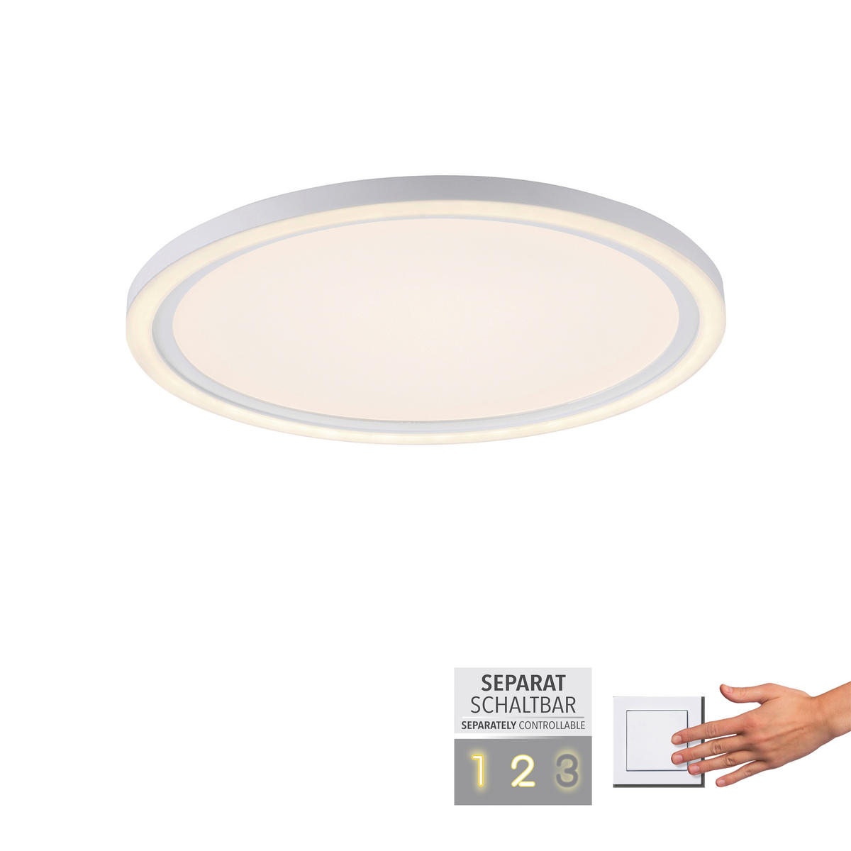 Just Light LED-Deckenleuchte BEDGING 14883-16 weiß Eisen Kunststoff H/D: ca. 6,5x40 cm 2 Brennstellen BEDGING - weiß (40,00/6,50cm) - Just Light