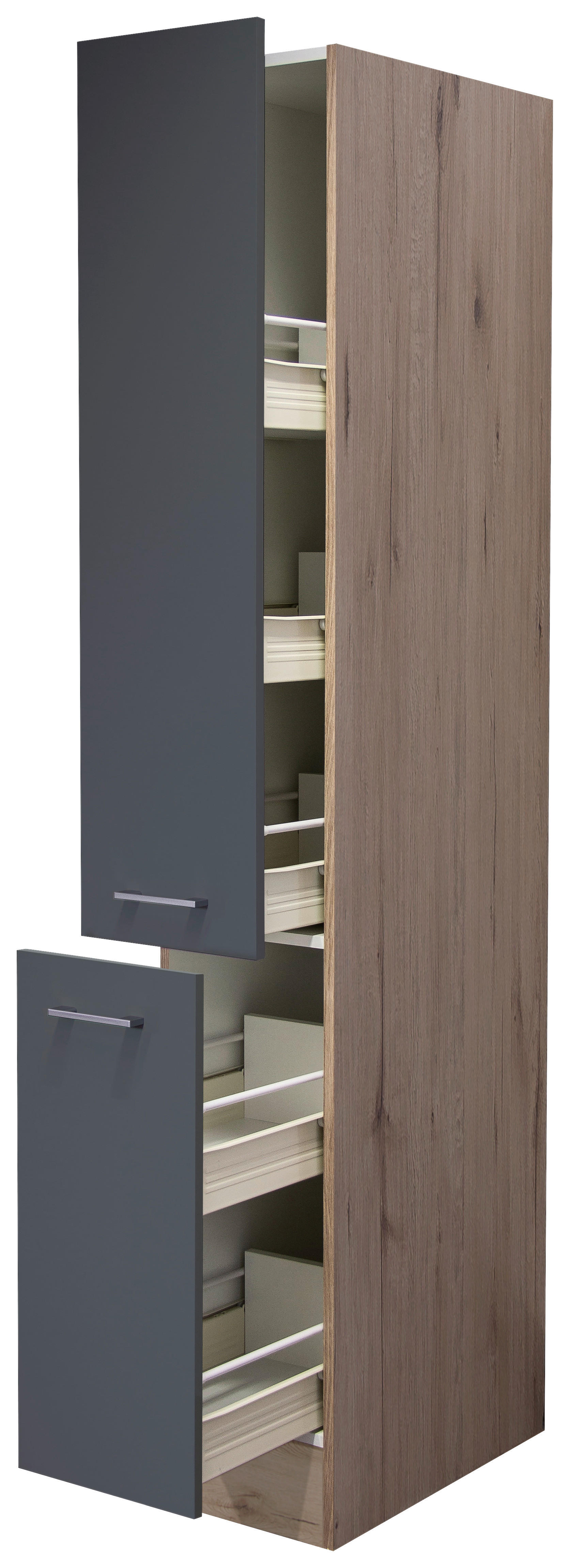 Apothekerschrank Morena grau matt B/H/T: ca. 30x200x57 cm Morena - Eiche/Basalt (30,00/200,00/57,00cm) - Flex-Well