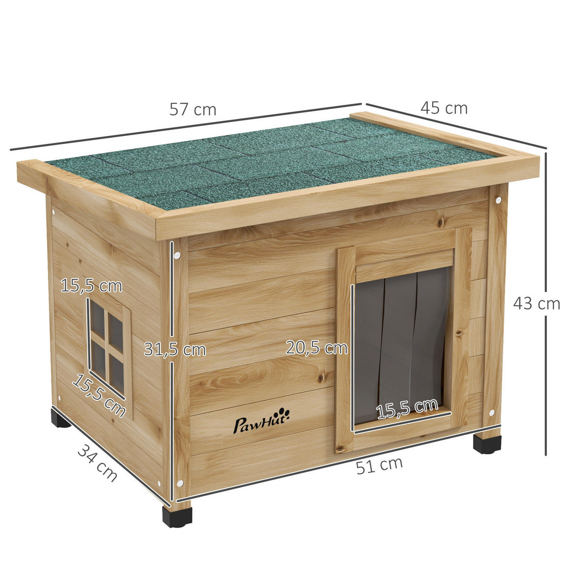 PawHut Katzenhaus gelb Holz B/H/L: ca. 45x43x57 cm Katzenhaus - gelb (57,00/45,00/43,00cm) - PawHut