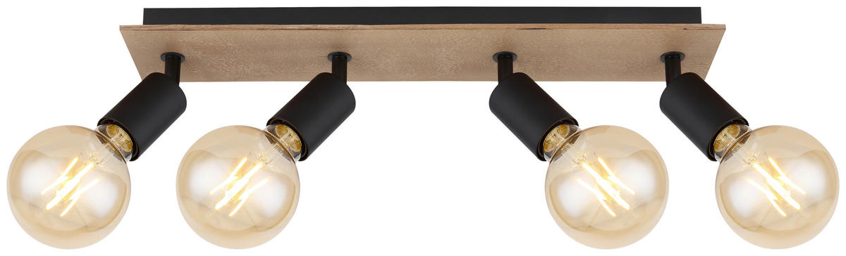 GLOBO Spotleuchte braun schwarz Holz Metall B/H/T: ca. 9x11x49 cm E27 4 Brennstellen MARTHA - braun/schwarz (9,00/11,00/49,00cm) - GLOBO