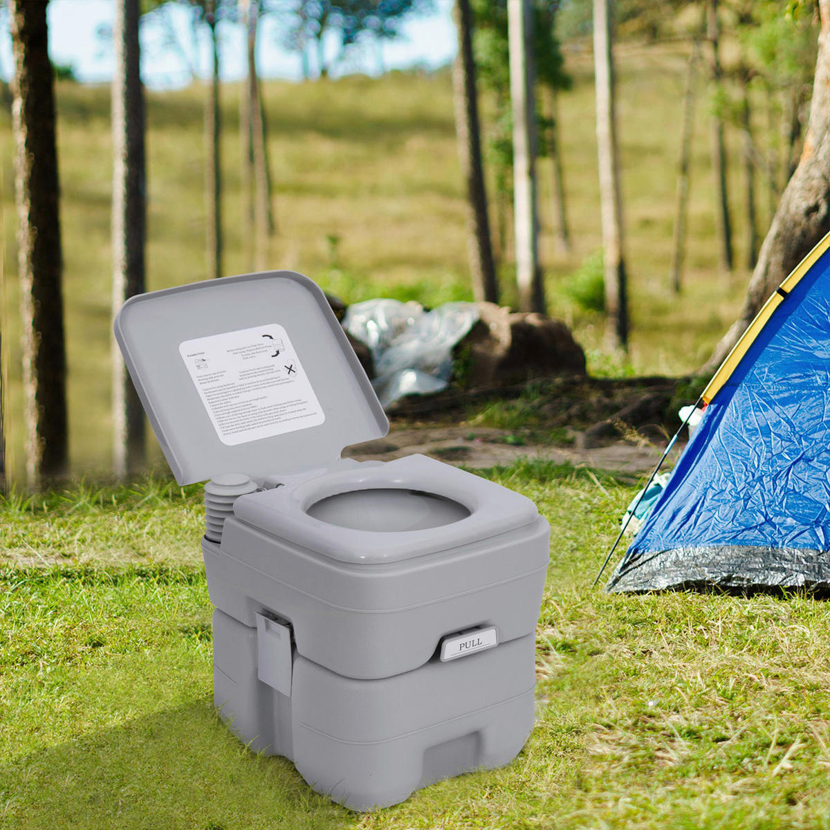 Outsunny Campingtoilette B/H/L: ca. 41x42,5x35,5 cm Campingtoilette - grau (35,50/41,00/42,50cm) - Outsunny