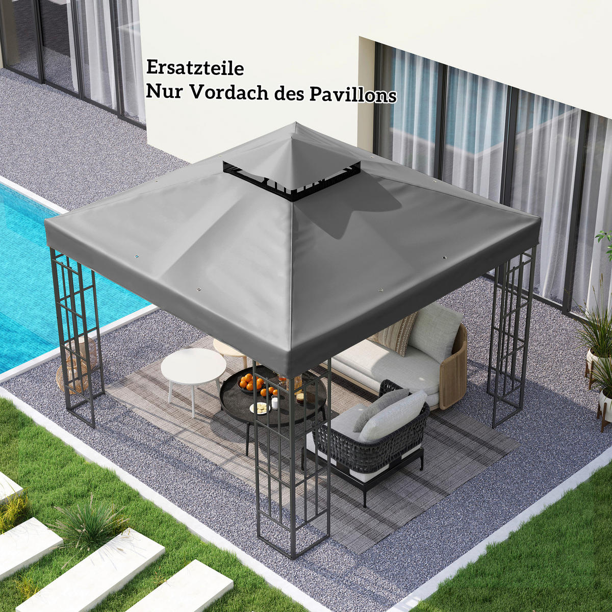 Outsunny Pavillon Ersatzdach dunkelgrau Metall B/H/L: ca. 300x1x300 cm Pavillon Ersatzdach - dunkelgrau (300,00/300,00/1,00cm) - Outsunny