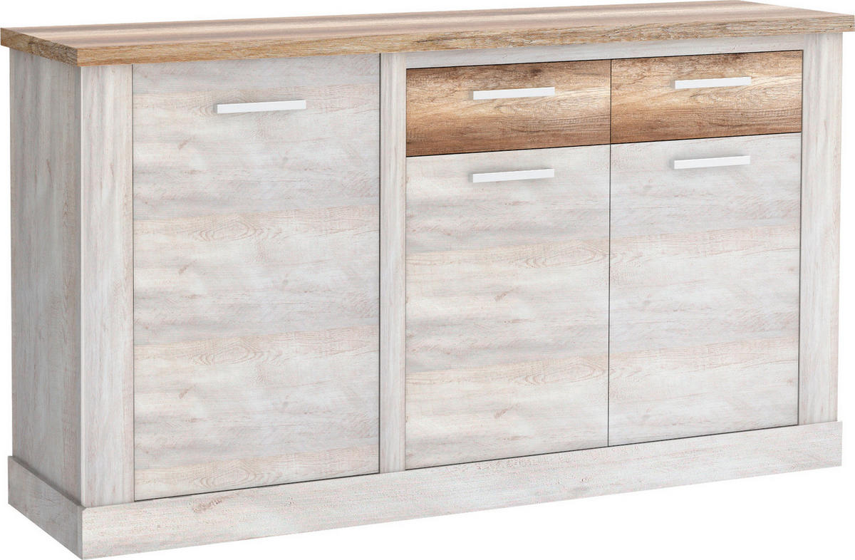 Sideboard  weiß Pinie Nachbildung Eiche Antik Nachbildung B/H/T: ca. 172x90x41 cm Duro_Sideboard DURK231L-T75 - Eiche/weiß (172,00/90,00/41,00cm)