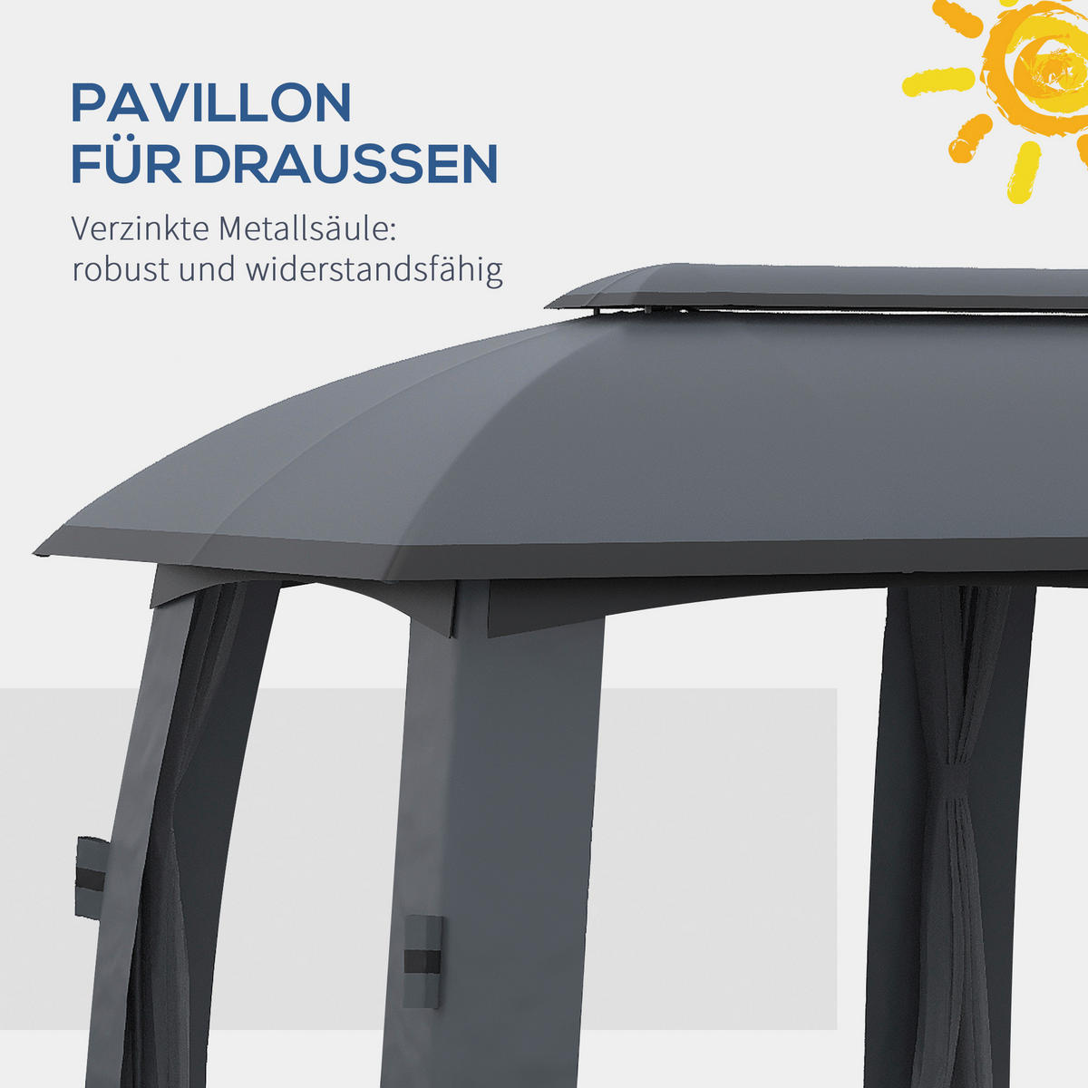 Outsunny Pavillon dunkelgrau Nylon B/H/L: ca. 600x278x300 cm Pavillon - dunkelgrau (300,00/600,00/278,00cm) - Outsunny