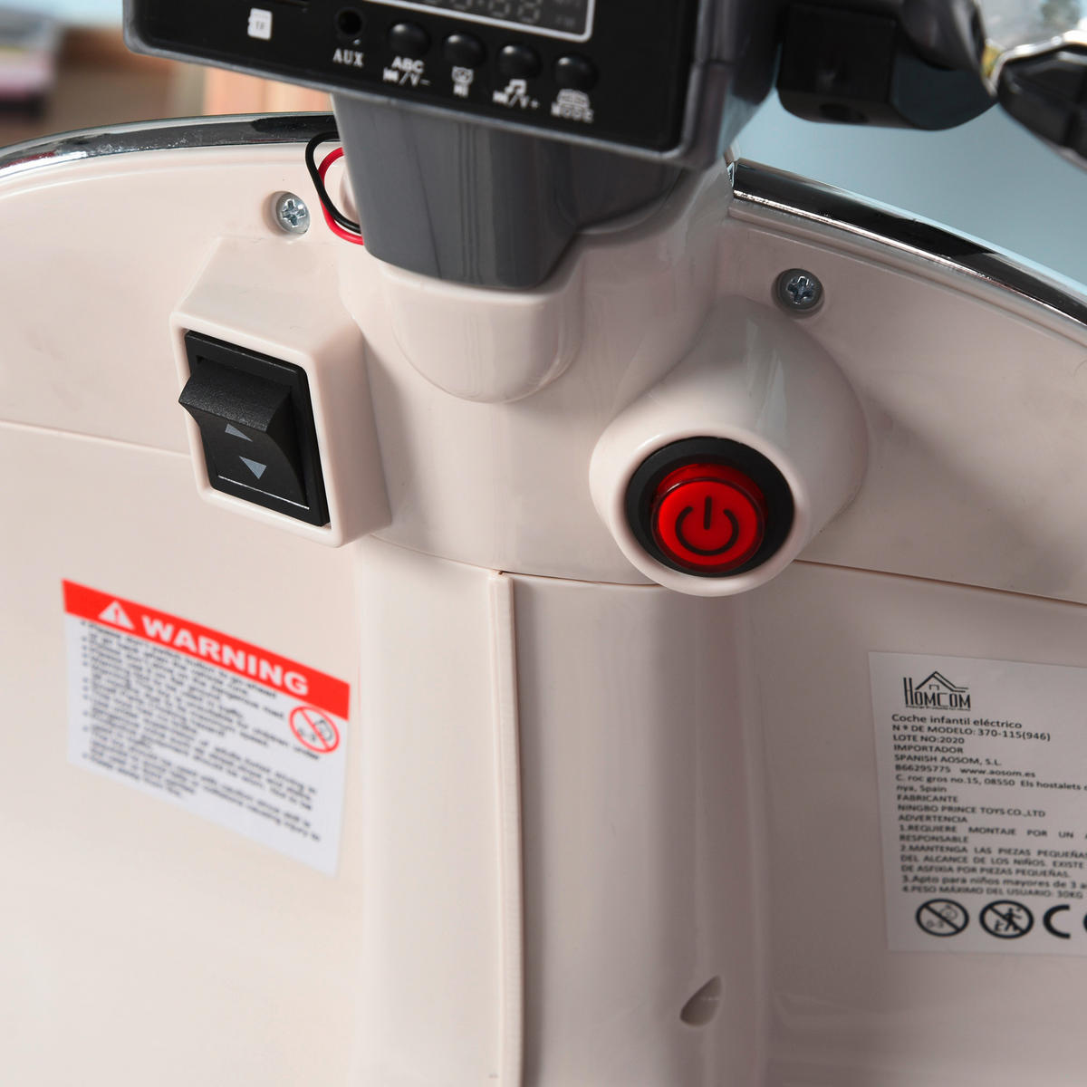 HOMCOM Kinder-Elektro-Motorrad Vespa creme B/H/L: ca. 49x75x108 cm Vespa - creme (108,00/49,00/75,00cm) - HOMCOM