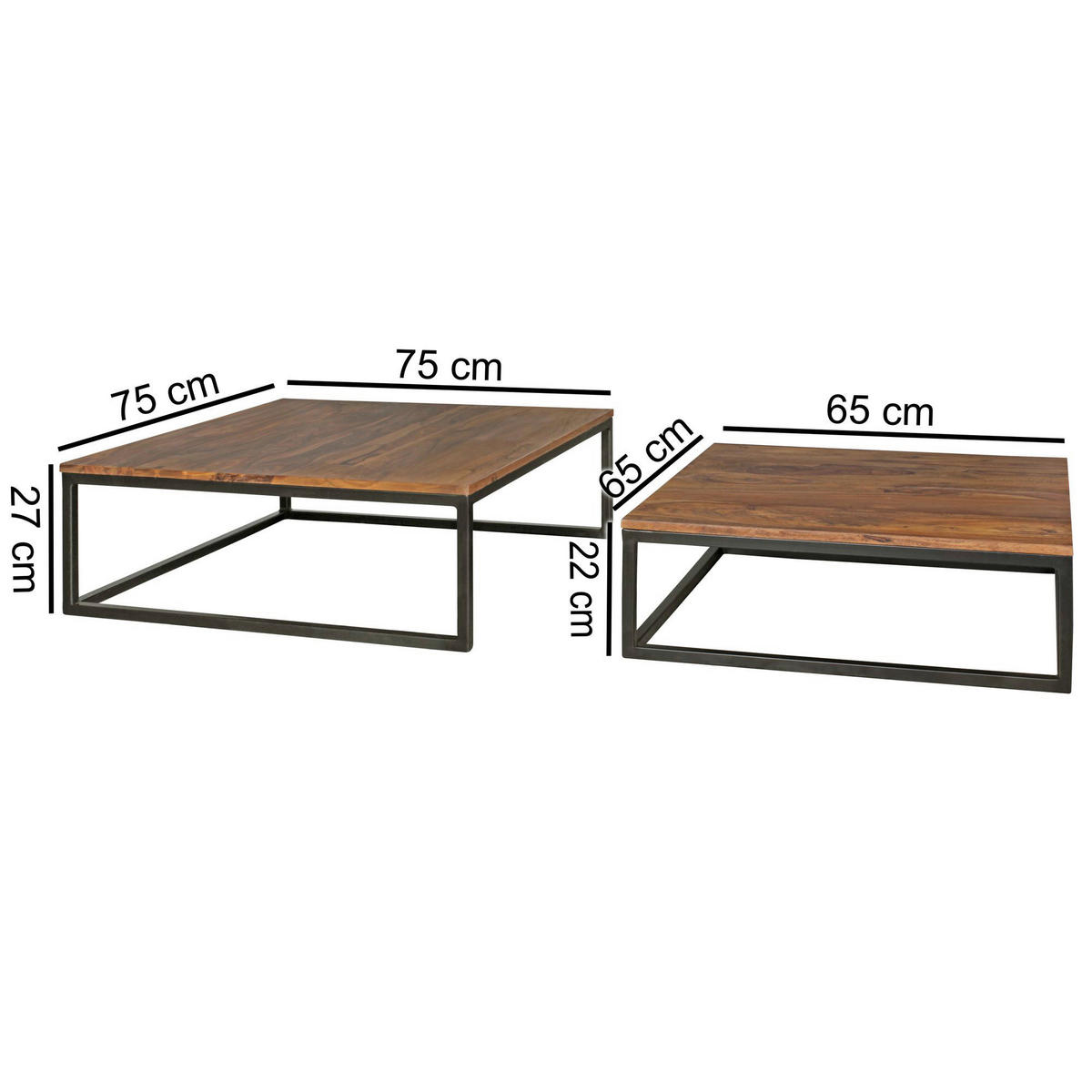 Couchtisch 2er-Set. braun B/H/T: ca. 75x27x75 cm 2er-Set. - braun (75,00/27,00/75,00cm) - Wohnling