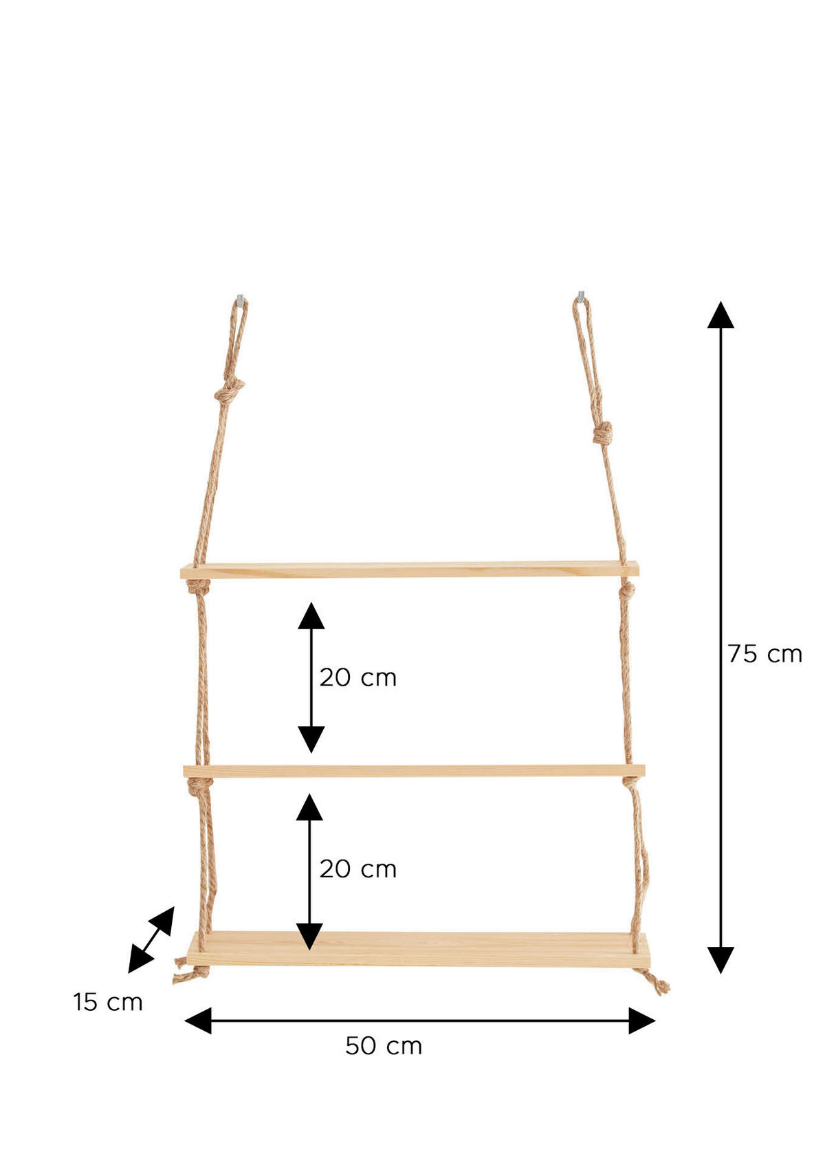 Hängeregal B/H/T: ca. 50x75x15 cm KLEINMÖBEL Hängeregal - (50,00/75,00/15,00cm) - xonox.home