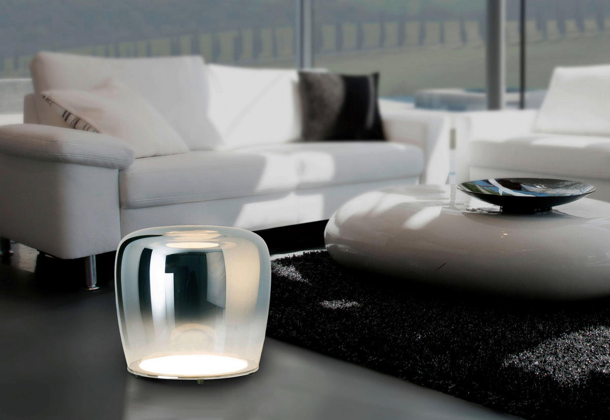 Näve Leuchten LED-Tischleuchte Chrom Glas Metall B/H/T/D: ca. 43x40x43x43 cm SMOKY - Chrom (43,00/40,00/43,00cm) - Näve Leuchten