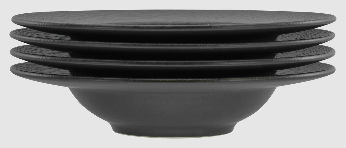 CreaTable Pastateller-Set Schiefer schwarz Steinzeug H/D: ca. 6x27 cm Schiefer - schwarz (27,00/6,00cm) - CreaTable