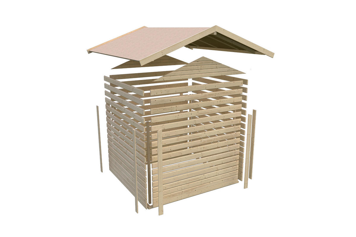 Karibu Gartenhaus Tito 2 natur B/H/T: ca. 180x222x152 cm Tito 2 - natur (180,00/222,00/152,00cm) - Karibu