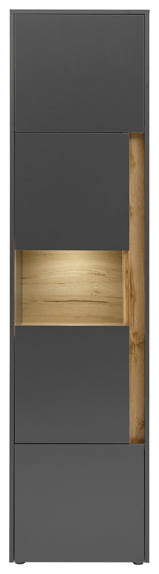 Standvitrine City Eiche Wotan Nachbildung anthrazit B/H/T: ca. 50x197x40 cm City - Eiche/anthrazit (50,00/197,00/40,00cm)