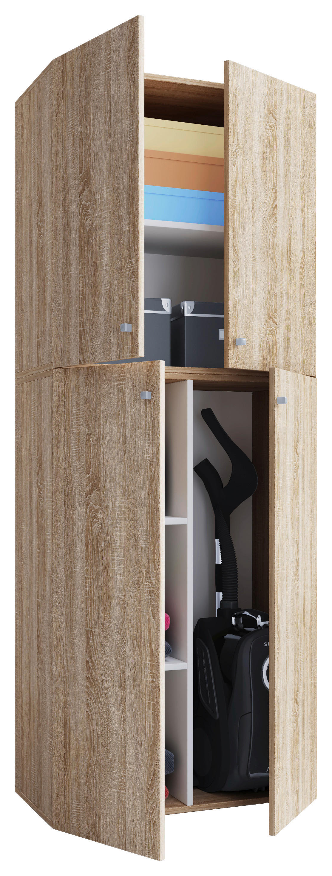 Putzschrank Lona XXL Putzschrank Eiche Sonoma Nachbildung weiß B/H/T: ca. 70x182x39 cm Lona XXL Putzschrank - Eiche/weiß (70,00/182,00/39,00cm) - VCM Möbel