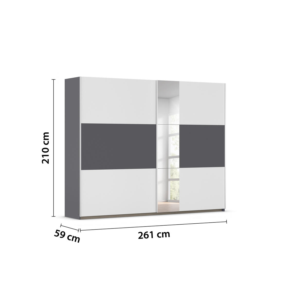 Kleiderschrank Oslo Alpinweiß grau B/H/T: ca. 261x210x59 cm Oslo - Alpinweiß/grau (261,00/210,00/59,00cm)