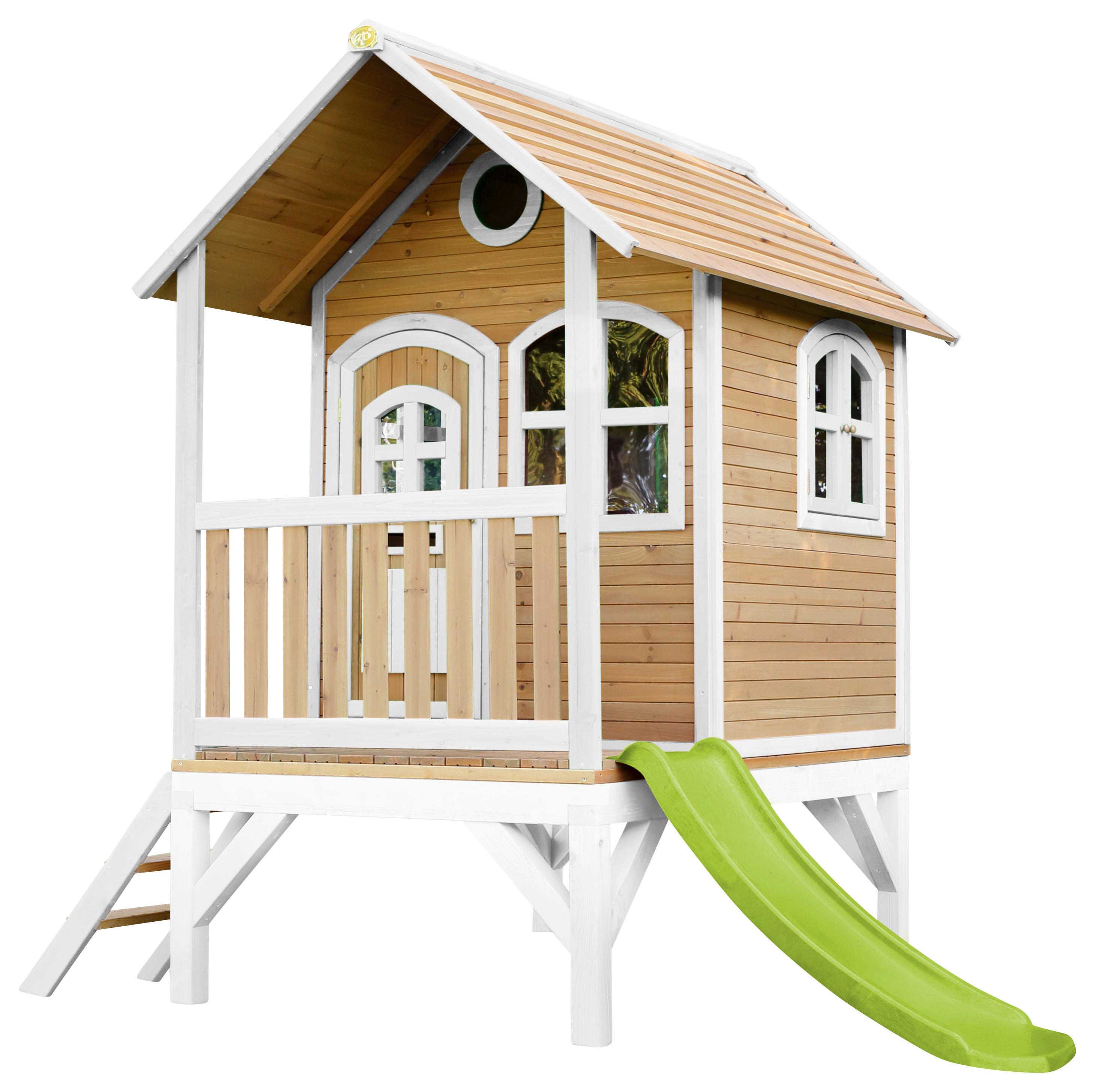 AXI Spielhaus Tom braun B/H/L: ca. 287x231x191 cm Tom - braun/weiß (191,00/287,00/231,00cm) - AXI