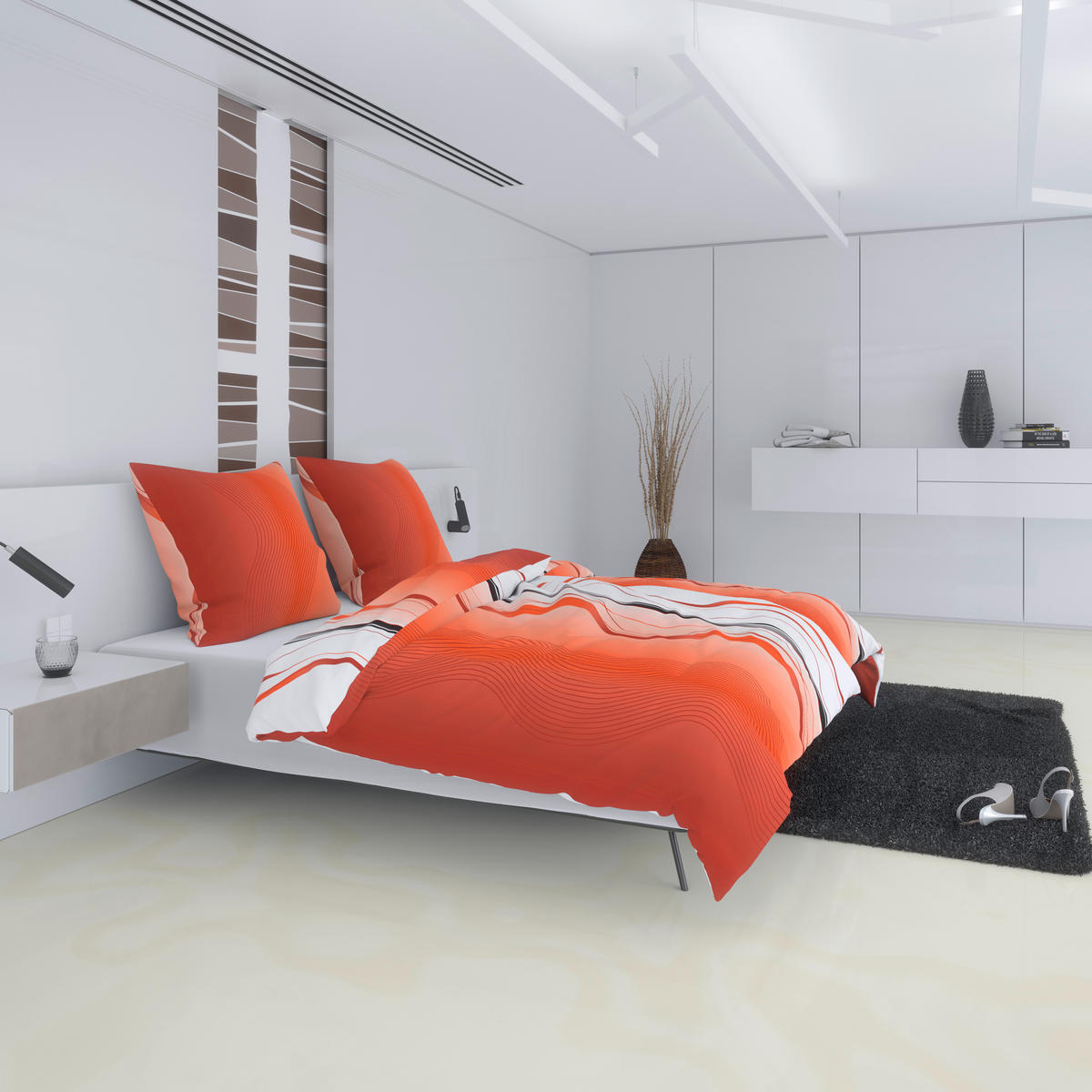 Microfaser Bettwäsche Bettwäsche_Microfaser Welle - orange (135,00/200,00cm)