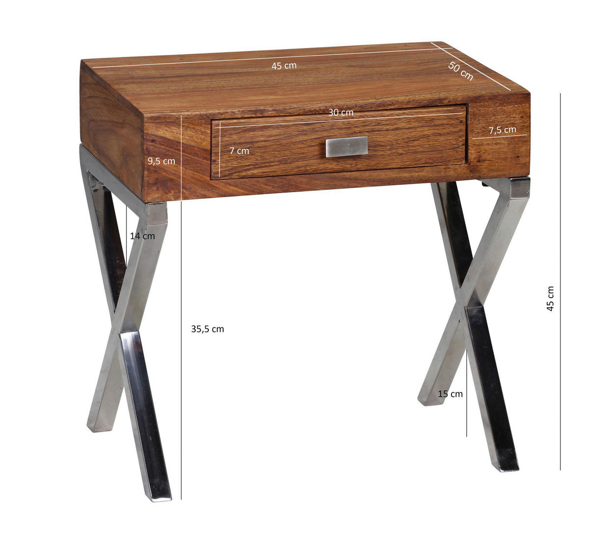 Nachtkonsole braun B/H/T: ca. 45x50x45 cm Nachttisch GUNA - braun (45,00/50,00/45,00cm) - Wohnling