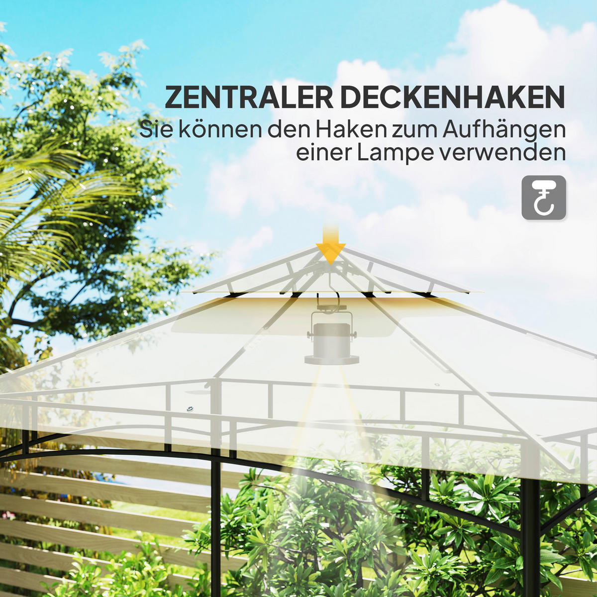 Outsunny Grillpavillon beige Metall B/H/L: ca. 150x258x240 cm Grillpavillon - beige (240,00/150,00/258,00cm) - Outsunny