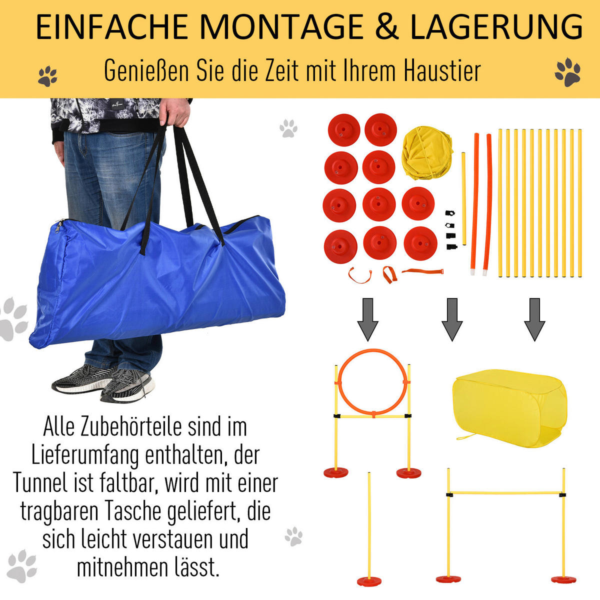 PawHut Agility gelb Kunststoff B/H/L: ca. 128x100x105 cm Agility - gelb (105,00/128,00/100,00cm) - PawHut