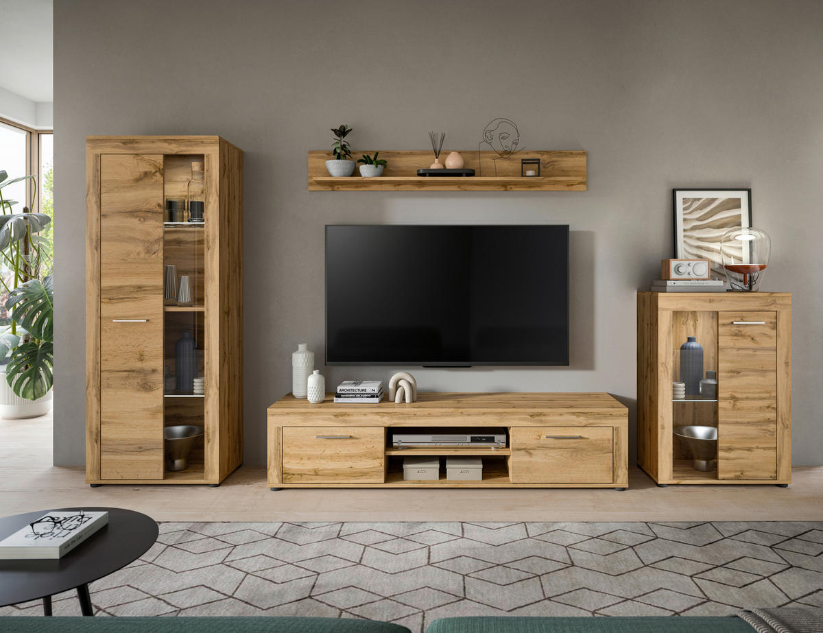 Wohnwand Jam Eiche Wotan Nachbildung B/H/T: ca. 310x169x35 cm Jam - Eiche (310,00/169,00/35,00cm) - xonox.home