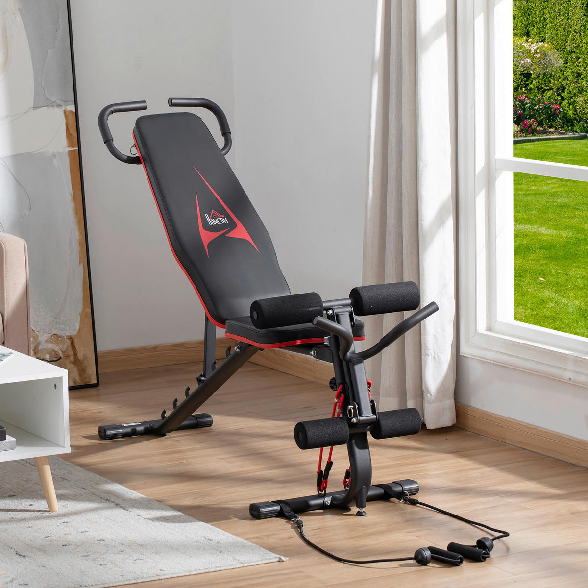 HOMCOM Hantelbank schwarz Metall B/H/L: ca. 49x127x145 cm Hantelbank - schwarz (145,00/49,00/127,00cm) - HOMCOM