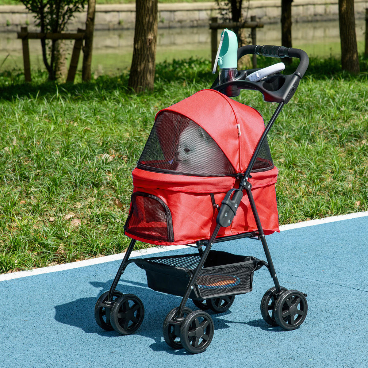 PawHut Hunde-Zubehör rot Polypropylen B/H/L: ca. 45x67x96 cm Hundewagen - rot (96,00/45,00/67,00cm) - PawHut
