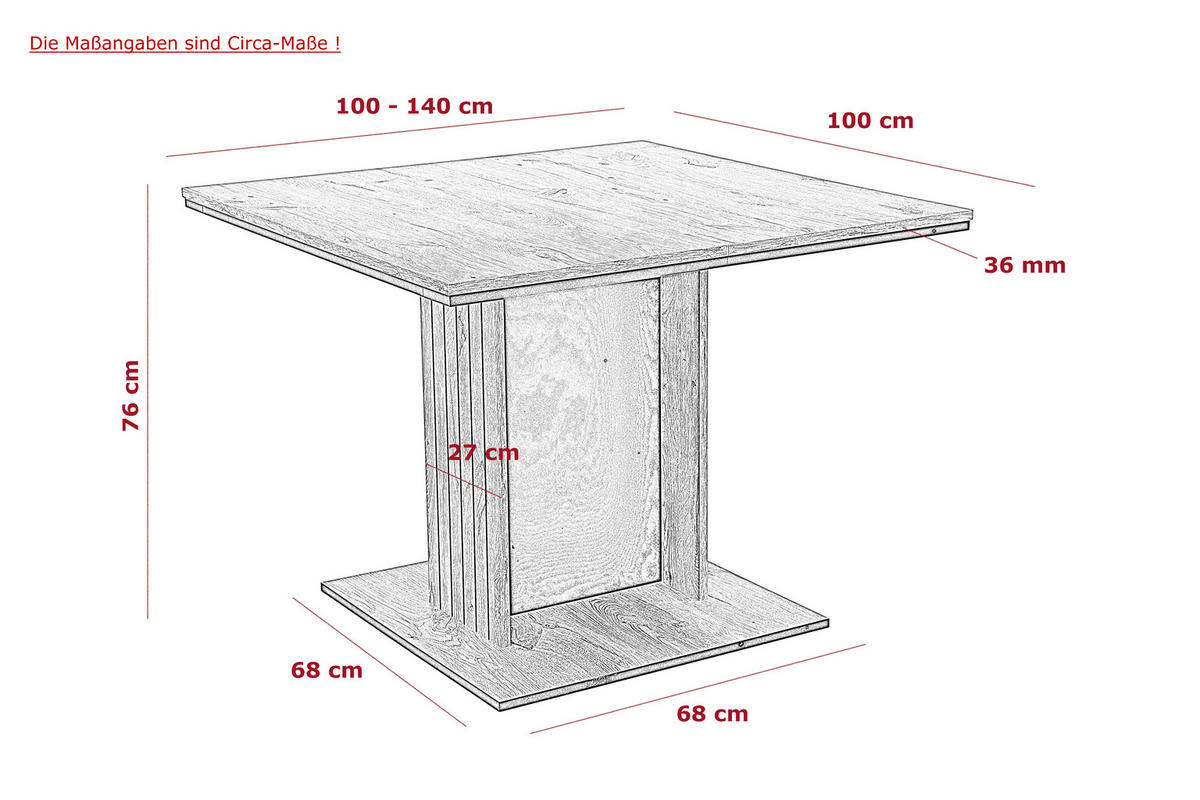 Esstisch Raul Eiche schwarz B/H/T: ca. 140x76x100 cm Raul - Eiche/schwarz (140,00/76,00/100,00cm) - Hela