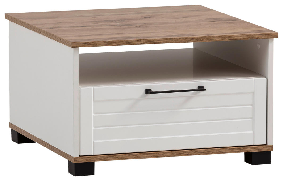 Couchtisch Jelda weiß matt Eiche Landhaus Nachbildung B/H/T: ca. 60,2x38,2x60,2 cm Jelda - Eiche/weiß (60,20/38,20/60,20cm) - Möbelpartner