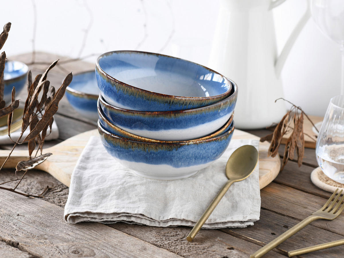 CreaTable Schüssel-Set Cascade blau Steinzeug Cascade - blau - CreaTable