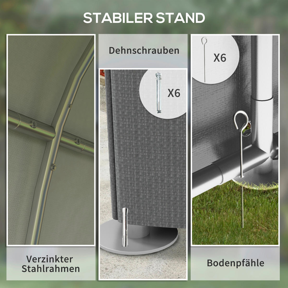 Outsunny Garagenzelt dunkelgrau Polyester B/H/L: ca. 179x165x120 cm Garagenzelt - dunkelgrau (120,00/179,00/165,00cm) - Outsunny