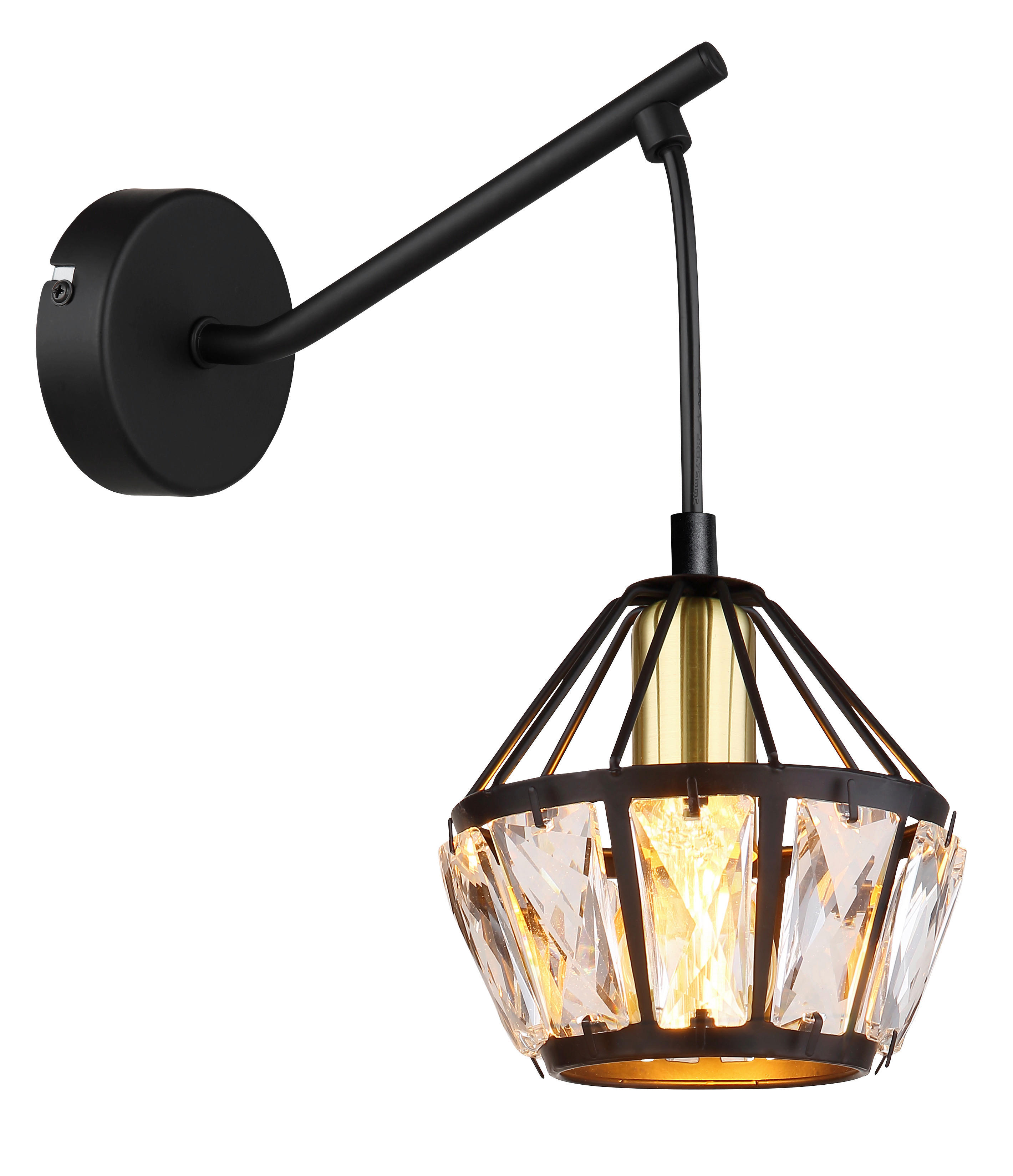 GLOBO Wandleuchte schwarz Metall B/H: ca. 12,5x25 cm E14 1 Brennstellen LOIS - schwarz (12,50/25,00cm) - GLOBO