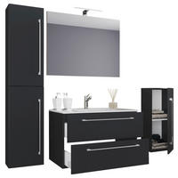 Waschplatz 5tlg-Badinos schwarz B/H/T: ca. 80x50x46 cm 5tlg-Badinos - schwarz (80,00/50,00/46,00cm) - VCM Möbel