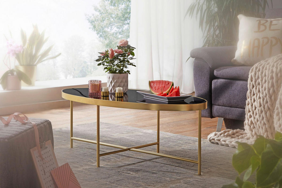 Couchtisch gold schwarz B/H/T: ca. 110x40x56 cm Couchtisch - gold/schwarz (110,00/40,00/56,00cm) - Wohnling