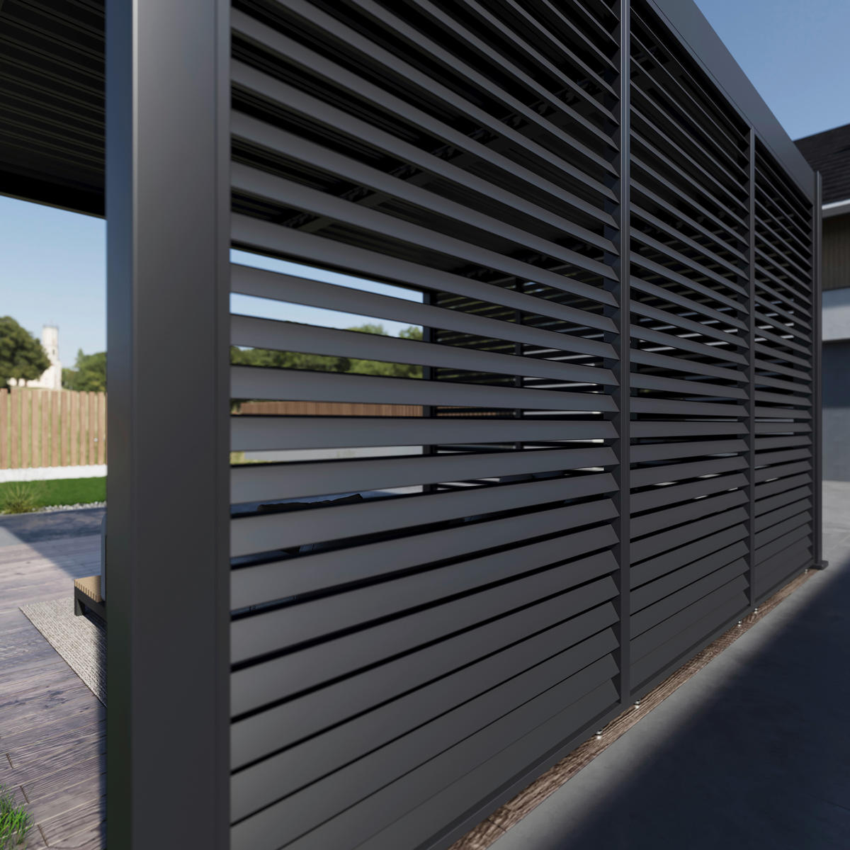 Paragon Outdoor Lamellen-Sichtschutz Grand Tuscan grau Aluminium B/H: ca. 114x234 cm Grand Tuscan - grau (114,00/234,00cm) - Paragon Outdoor