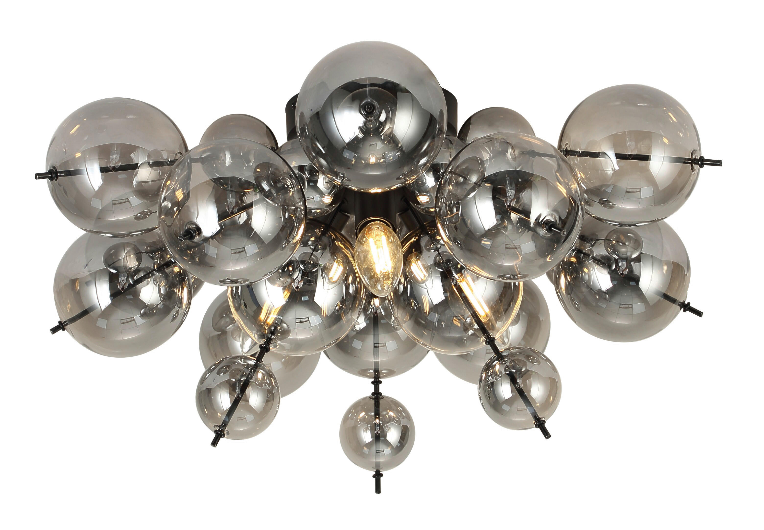 GLOBO Deckenleuchte mattschwarz Metall Glas H/D: ca. 28x55 cm 3 Brennstellen 15633DS - mattschwarz (55,00/28,00cm) - GLOBO