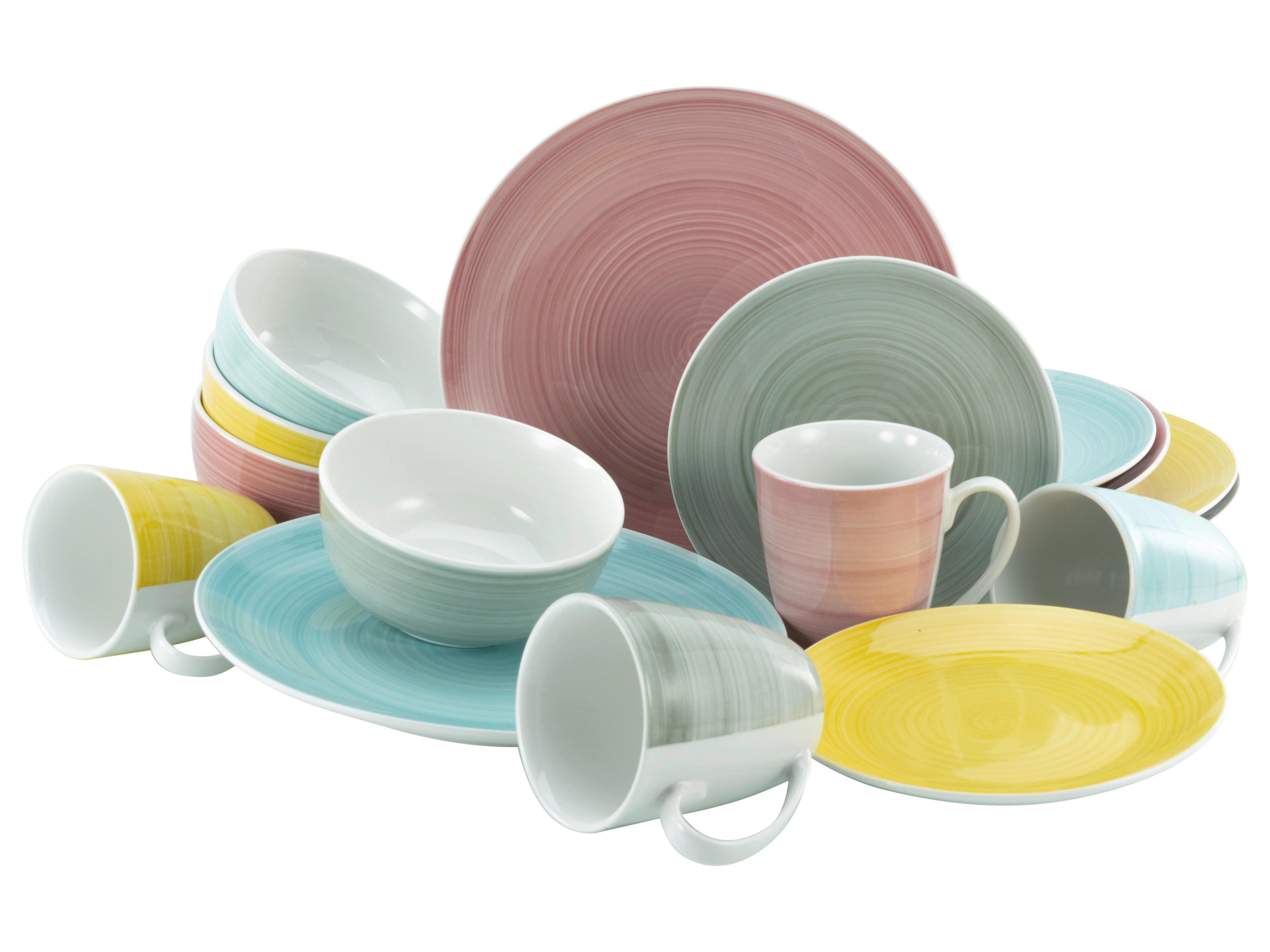 CreaTable Kombiservice Pastello multicolor Porzellan 16 tlg. Pastello - multicolor - CreaTable