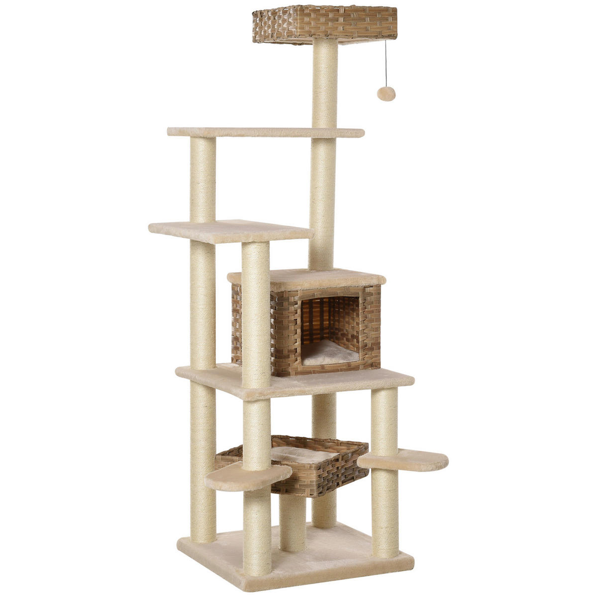 PawHut Kratzbaum Kratzbaum - (55,00/55,00/174,00cm) - PawHut