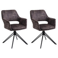Stuhl ESTELLE  2er-Set anthrazit Vintage schwarz Stoff Metall ESTELLE  2er-Set - schwarz/anthrazit - byLIVING