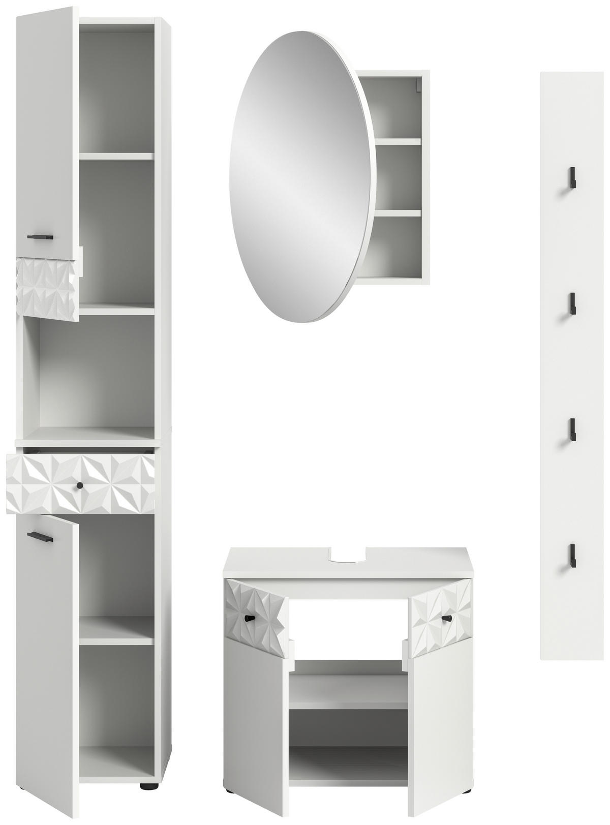 Badezimmer-Set Prisma weiß B/H/T: ca. 91x187x37 cm Prisma - weiß (91,00/187,00/37,00cm) - xonox.home