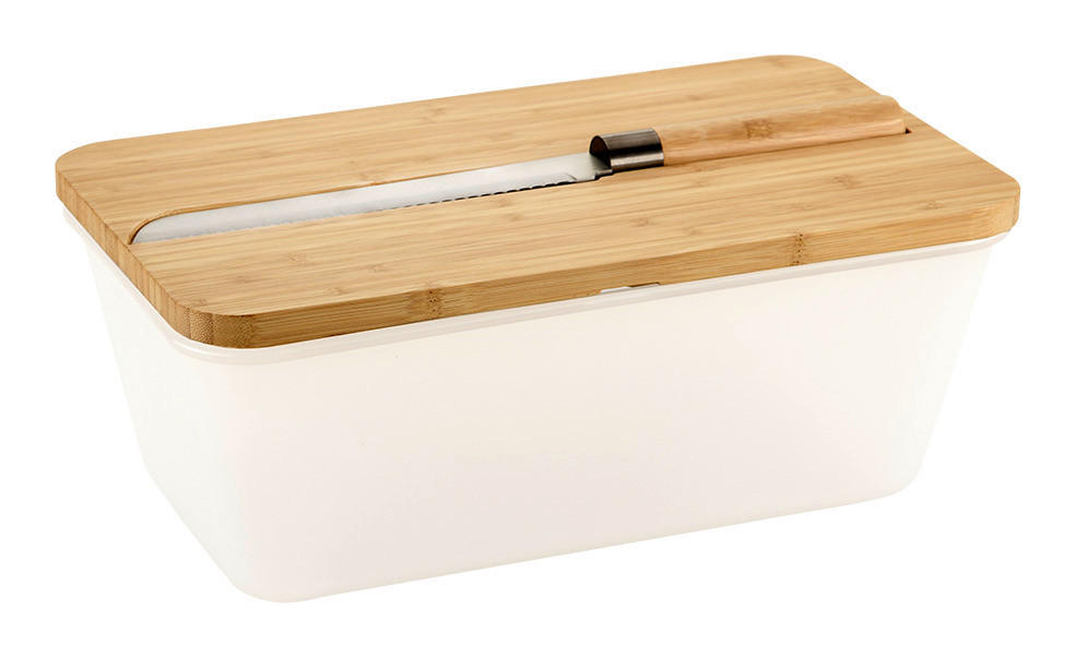 Kesper Brotbox braun Kunststoff B/H/L: ca. 20x15,5x34,8 cm Brotbox mit Messer - braun/transparent (34,80/20,00/15,50cm) - Kesper