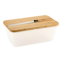 Kesper Brotbox braun Kunststoff B/H/L: ca. 20x15,5x34,8 cm Brotbox mit Messer - braun/transparent (34,80/20,00/15,50cm) - Kesper