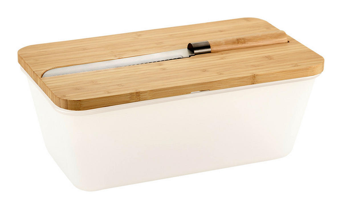 Kesper Brotbox braun Kunststoff B/H/L: ca. 20x15,5x34,8 cm Brotbox mit Messer - braun/transparent (34,80/20,00/15,50cm) - Kesper